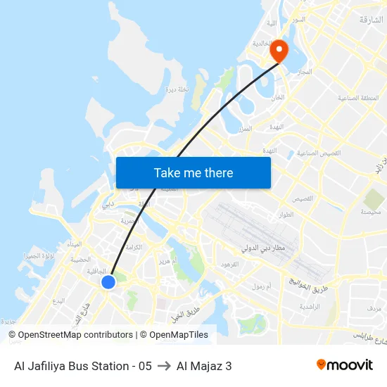 Al Jafiliya Bus Station - 05 to Al Majaz 3 map