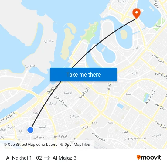 Al Nakhal 1 - 02 to Al Majaz 3 map