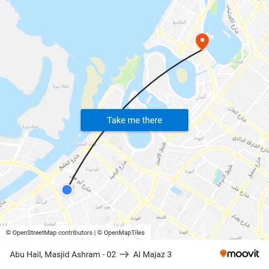 Abu Hail, Masjid Ashram - 02 to Al Majaz 3 map