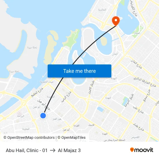 Abu Hail, Clinic - 01 to Al Majaz 3 map