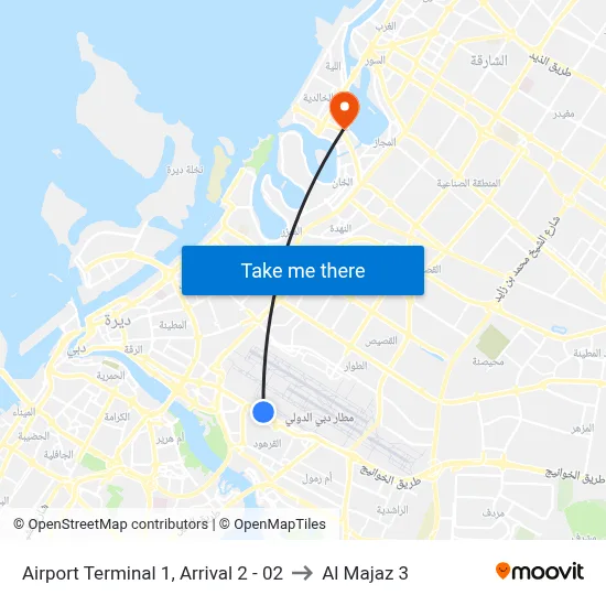 Airport Terminal 1, Arrival 2 - 02 to Al Majaz 3 map