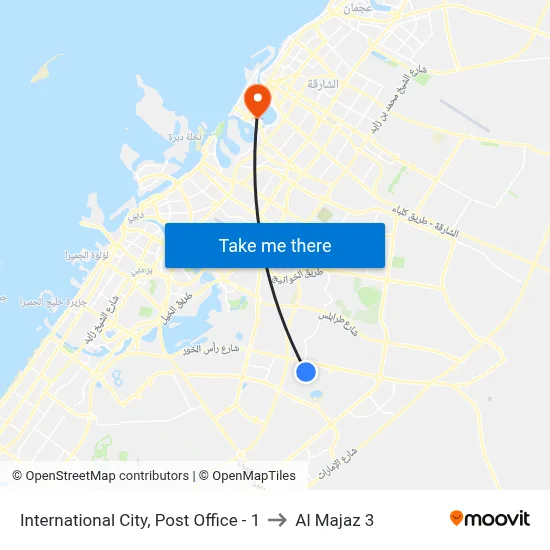 International City, Post Office - 1 to Al Majaz 3 map