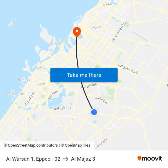 Al Warsan 1, Eppco - 02 to Al Majaz 3 map