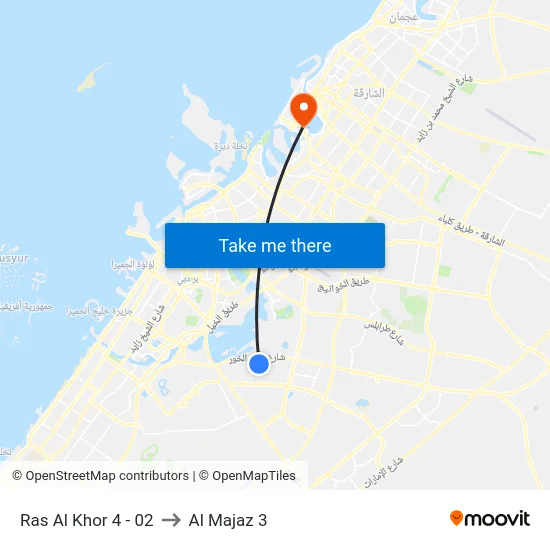 Ras Al Khor 4 - 02 to Al Majaz 3 map