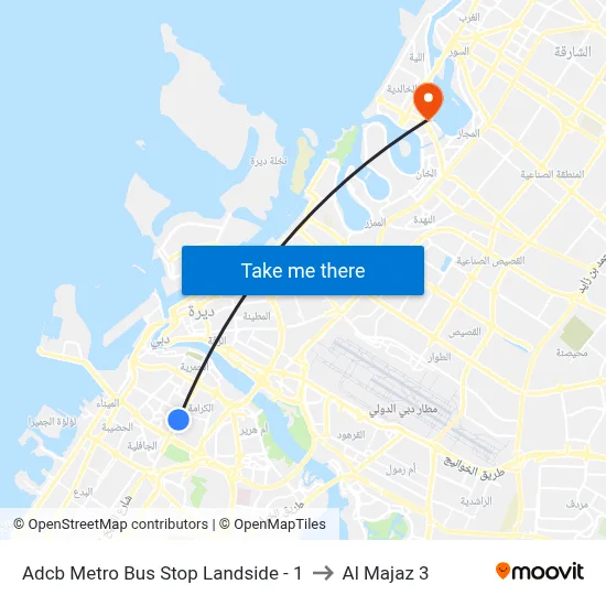 ADCB Metro Bus Stop Landside - 1 to Al Majaz 3 map