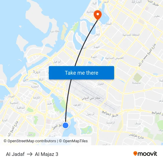 Al Jadaf to Al Majaz 3 map