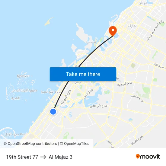 19th Street 77 to Al Majaz 3 map