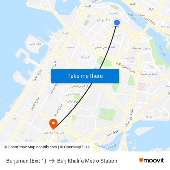 Burjuman (Exit 1) to Burj Khalifa Metro Station map