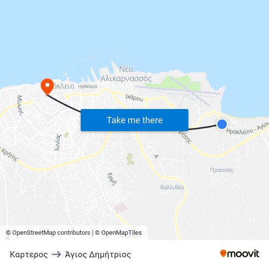 Καρτερος to Άγιος Δημήτριος map