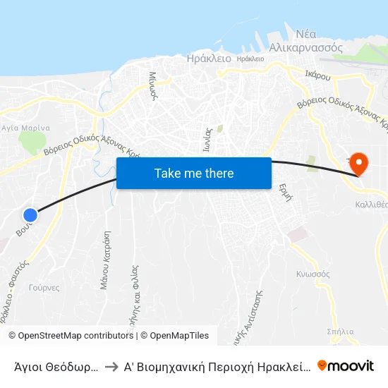 Άγιοι Θεόδωροι to Α' Βιομηχανική Περιοχή Ηρακλείου map