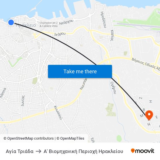 Αγία Τριάδα to Α' Βιομηχανική Περιοχή Ηρακλείου map