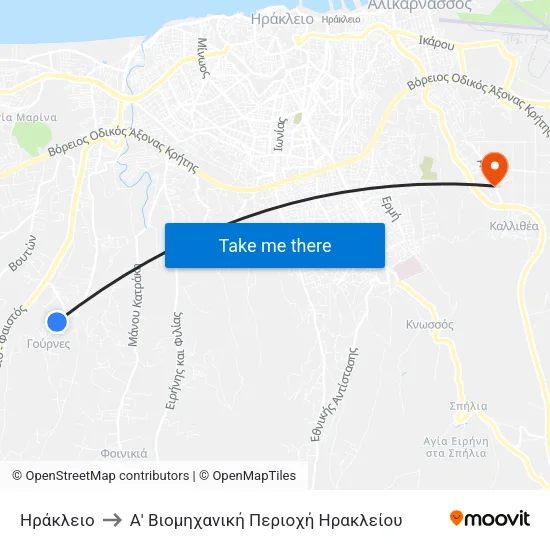 Ηράκλειο to Α' Βιομηχανική Περιοχή Ηρακλείου map