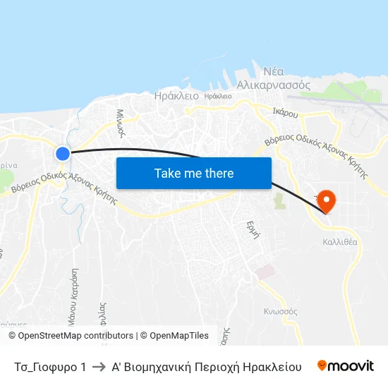 Giofyro Terminal 1 to A' Industrial Zone of Heraklion map