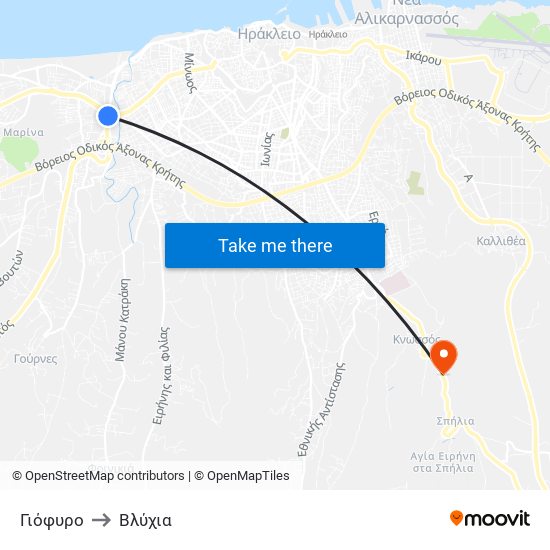 Γιόφυρο to Βλύχια map