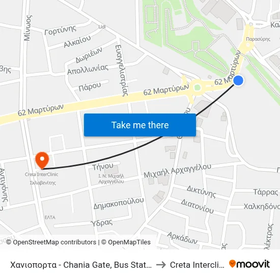 Χανιοπορτα - Chania Gate, Bus Station B to Creta Interclinic map