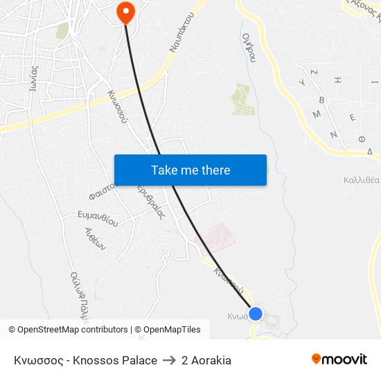 Κνωσσος - Knossos Palace to 2 Aorakia map