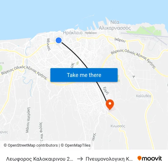 Kalokerinou Avenue 236 to Pulmonology Clinic of Venizelio map