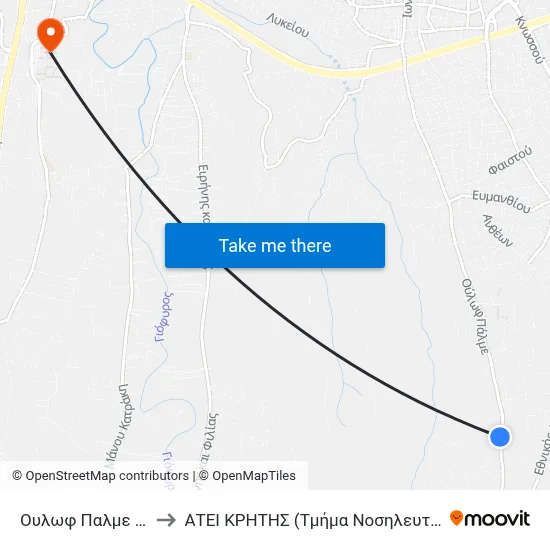 255 Olof Palme to Technological Educational Institute of Crete (Nursing Department) map