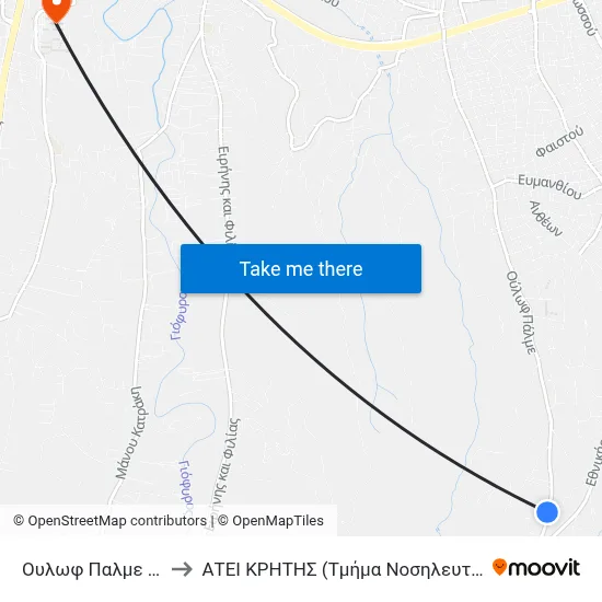 312 Olof Palme to Technological Educational Institute of Crete (Nursing Department) map