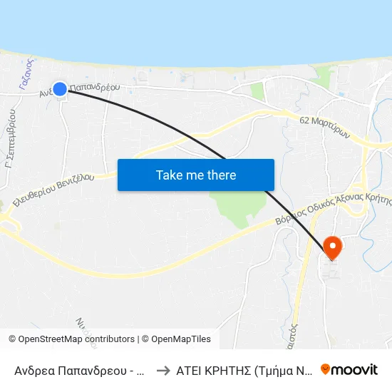 Andrea Papandreou - Hotel Marilena to Technological Educational Institute of Crete (Nursing Department) map