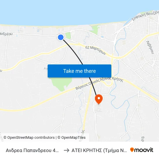 49 Andrea Papandreou - Hotel Corali to Technological Educational Institute of Crete (Nursing Department) map