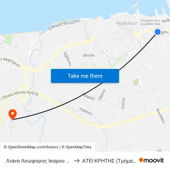 15 Ikarou Ave. - Passenger Port to Technological Educational Institute of Crete (Nursing Department) map