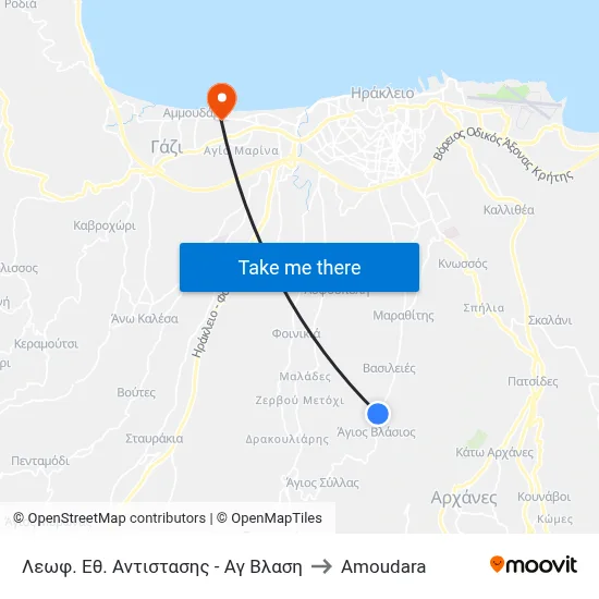 Λεωφ. Εθ. Αντιστασης - Αγ Βλαση to Amoudara map