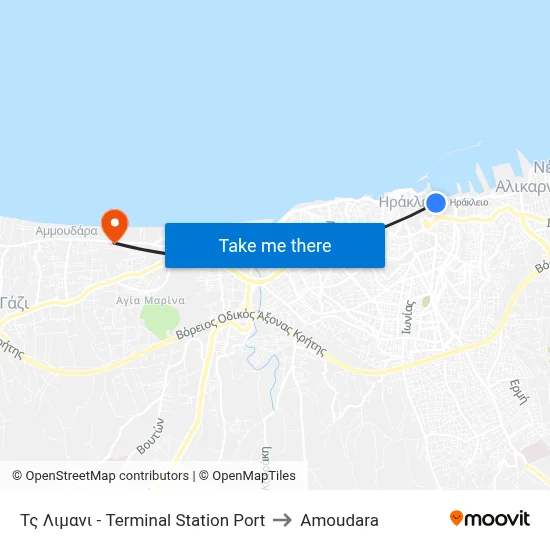 Port Terminal Station to Amoudara map