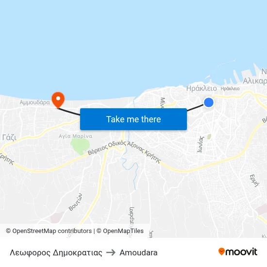 Λεωφορος Δημοκρατιας to Amoudara map