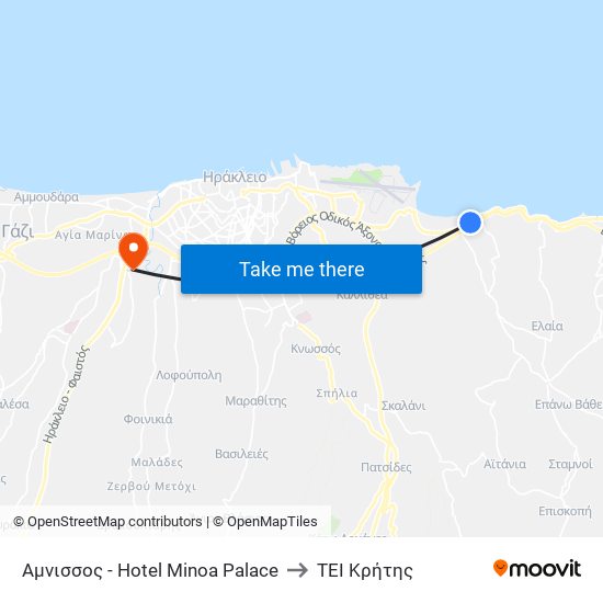 Αμνισσος - Hotel Minoa Palace to ΤΕΙ Κρήτης map