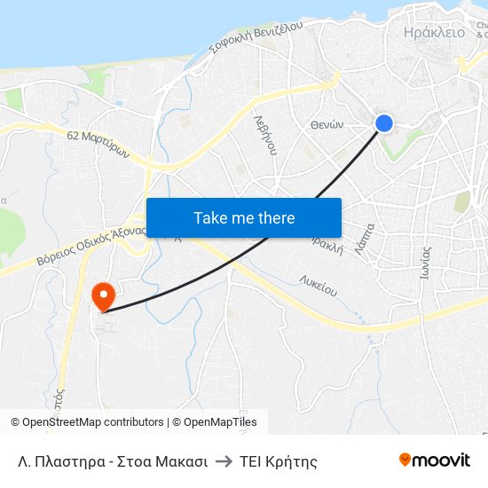 Λ. Πλαστηρα - Στοα Μακασι to ΤΕΙ Κρήτης map