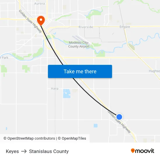 Keyes to Stanislaus County map