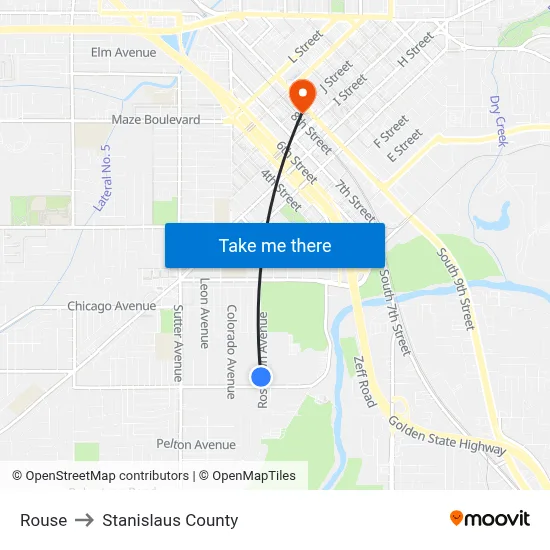 Rouse to Stanislaus County map