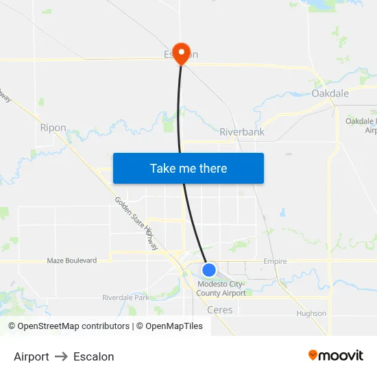 Airport to Escalon map