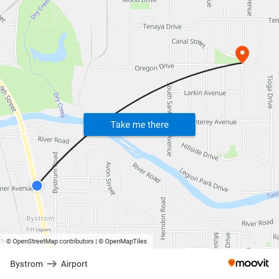 Bystrom to Airport map