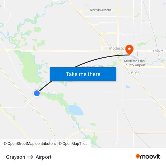 Grayson to Airport map