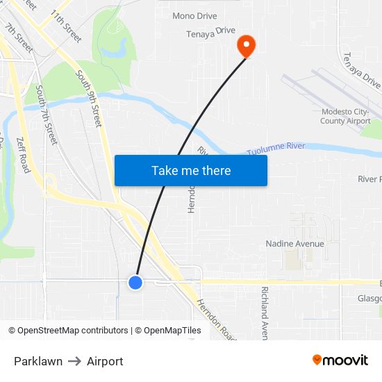 Parklawn to Airport map