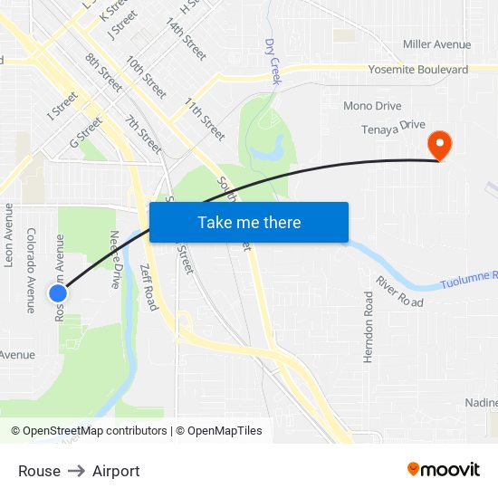 Rouse to Airport map