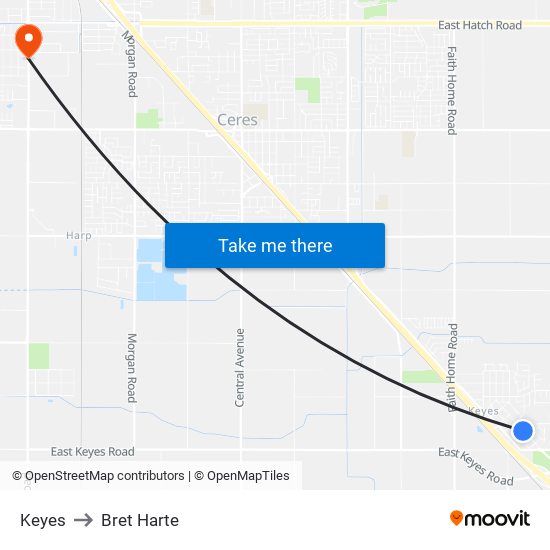 Keyes to Bret Harte map