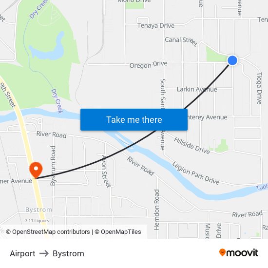 Airport to Bystrom map