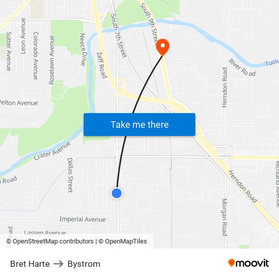 Bret Harte to Bystrom map