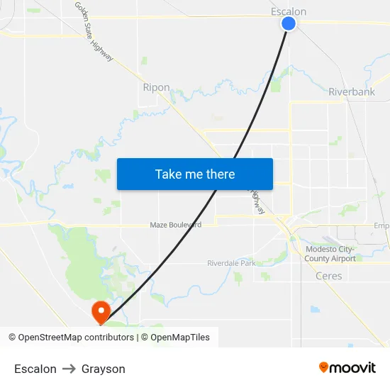 Escalon to Grayson map
