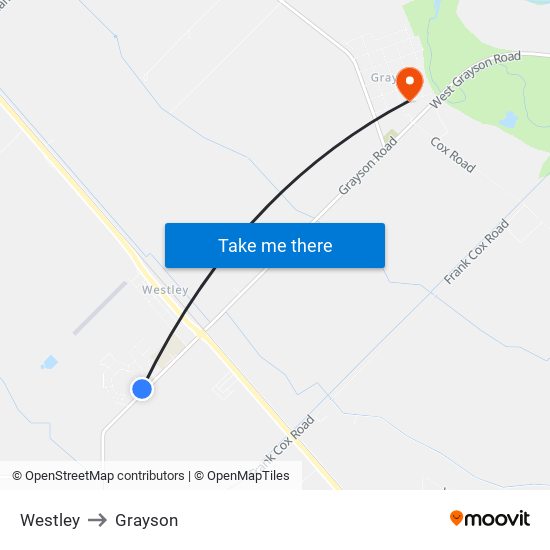 Westley to Grayson map