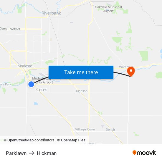 Parklawn to Hickman map