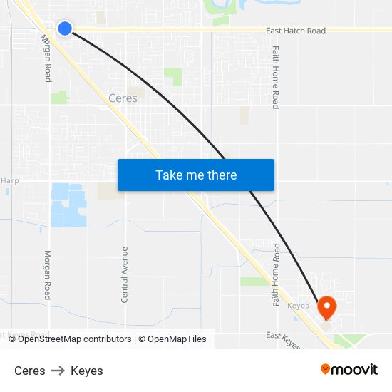 Ceres to Keyes map