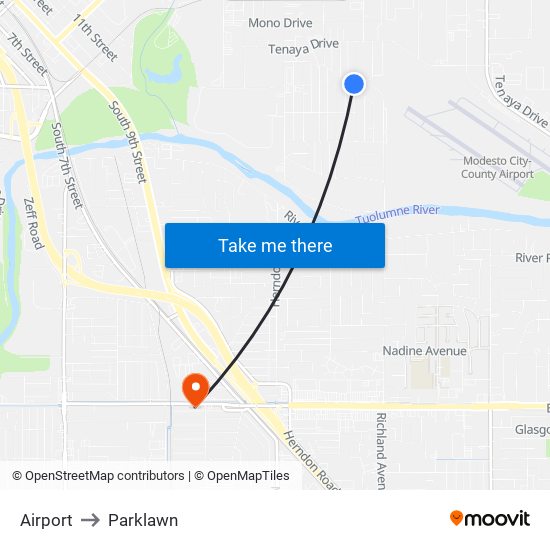 Airport to Parklawn map