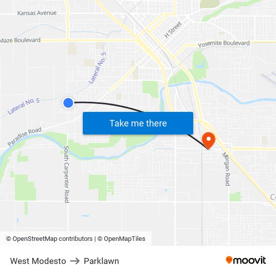 West Modesto to Parklawn map