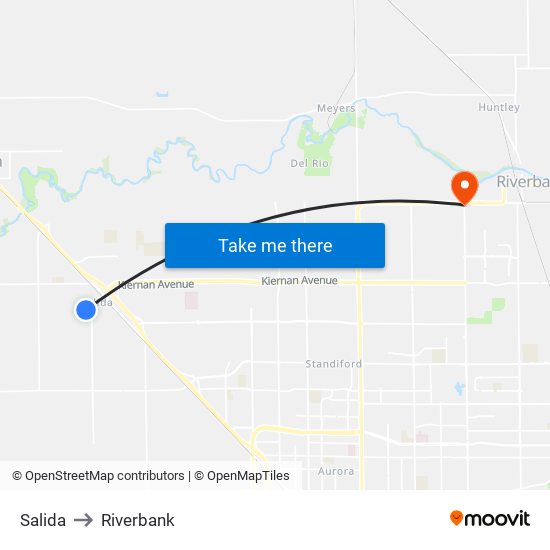 Salida to Riverbank map