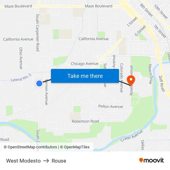 West Modesto to Rouse map