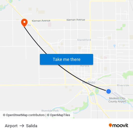Airport to Salida map
